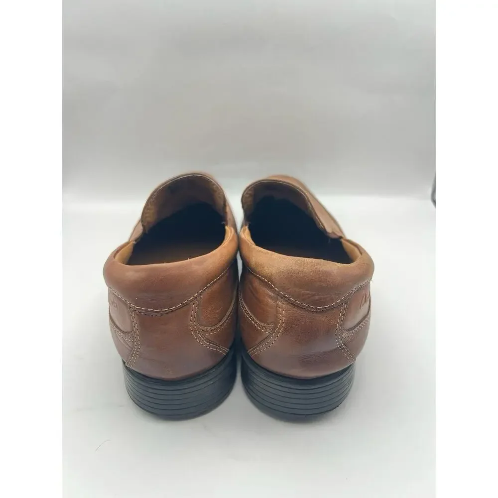 Clarks Tilden Free Brown Leather Loafers Men Size 11.5